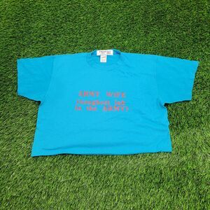 Vintage 80s Army Wife Cropped Shirt Womens XL 22x18 Blue
